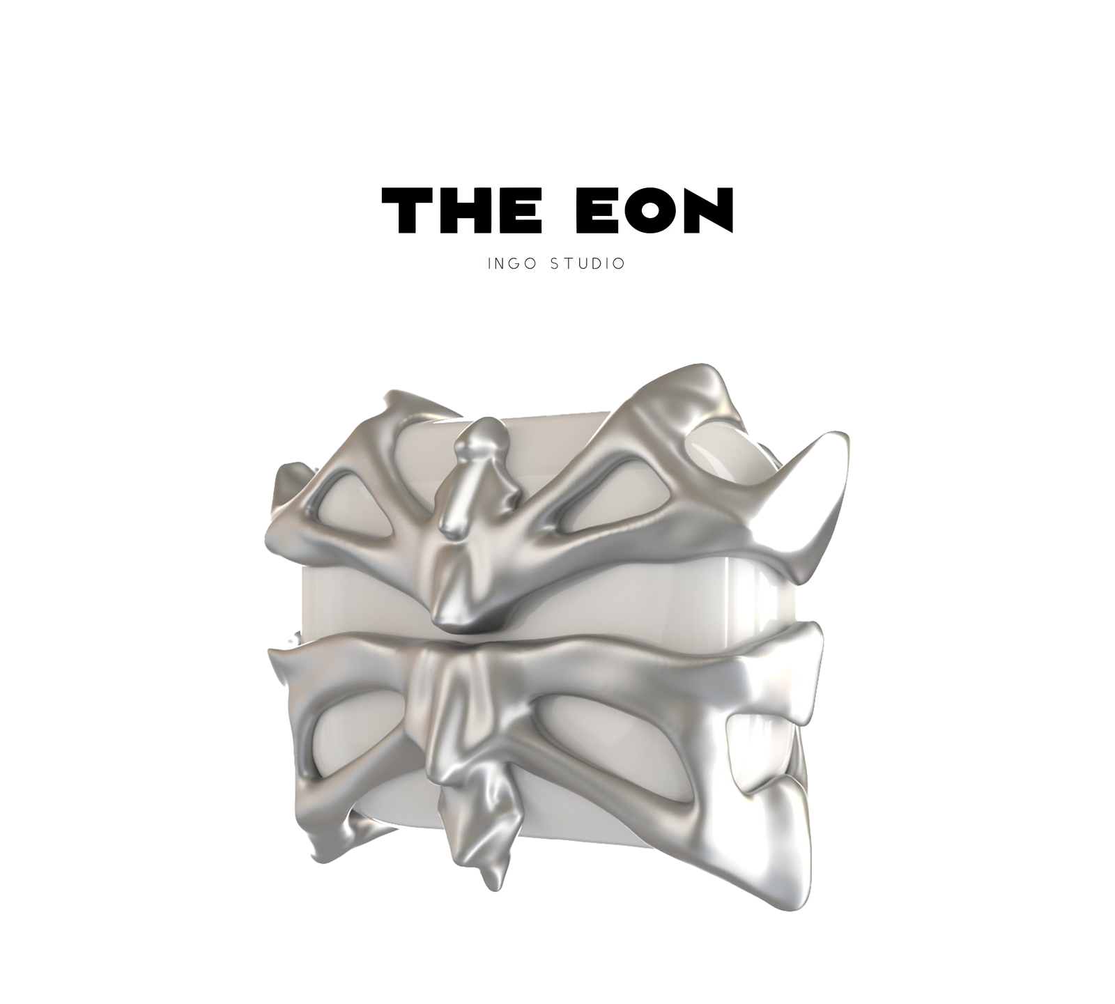 THE EON Shiny Silver Bone Butterfly AirPods Pro Case - Front View